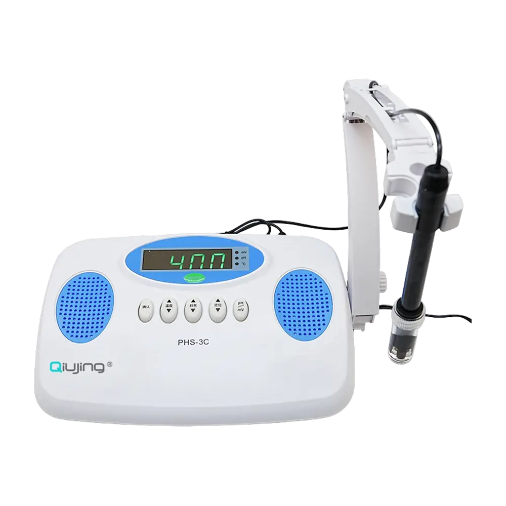 Qiujing IP54 Transmisi Bluetooth Nirkabel Tahan Debu 4 Pengukur PH Bentchtop Tahan Percikan Sesuai Standar PHS-3C